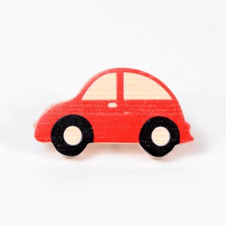 Handcrafted Pine Wood Red Car Knob